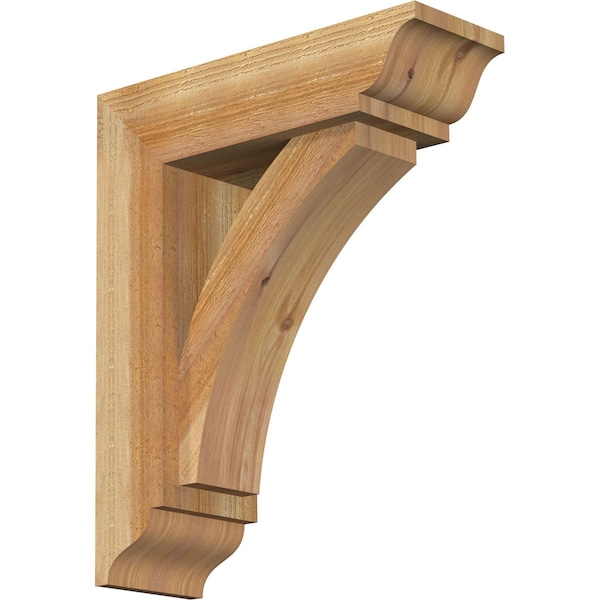 Ekena Millwork Thorton Traditional Rough Sawn Bracket w/ Offset Brace, Western Red Cedar, 6"W x 18"D x 22"H BKT0604X18X22THR01RWR - main